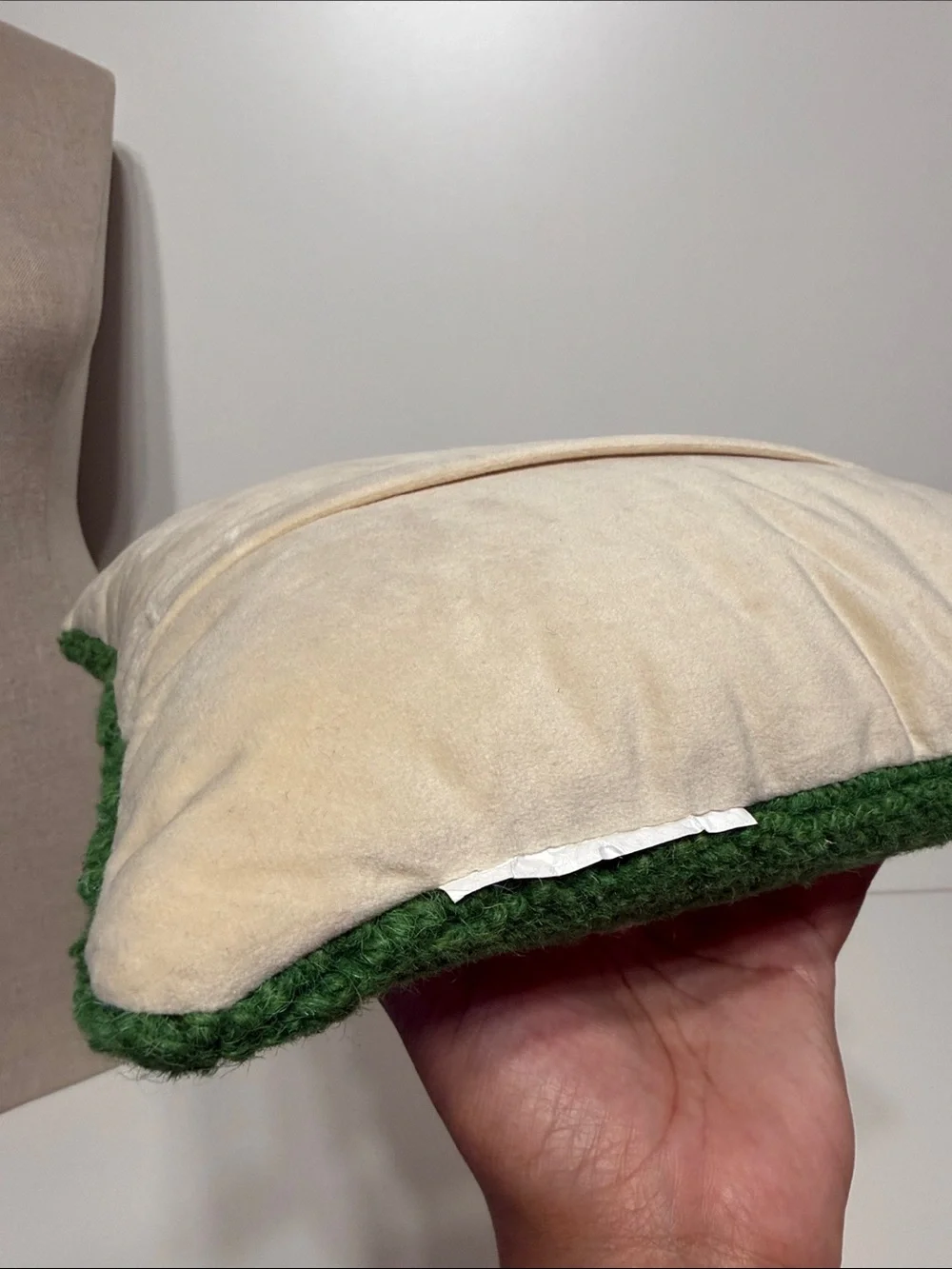 Santa Hat with Pom Pom Detail Wool Pillow